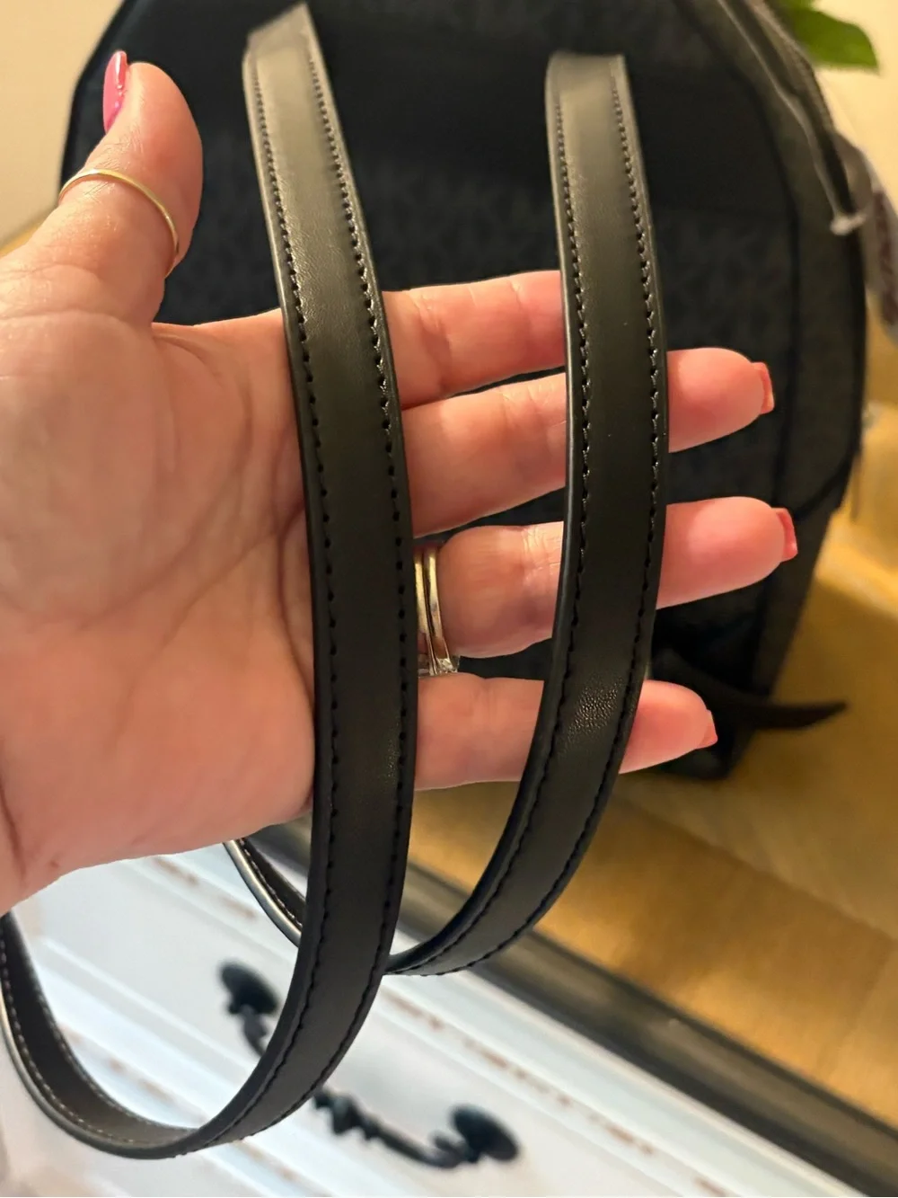 Michael Kors Black Logo-Print Canvas Backpack